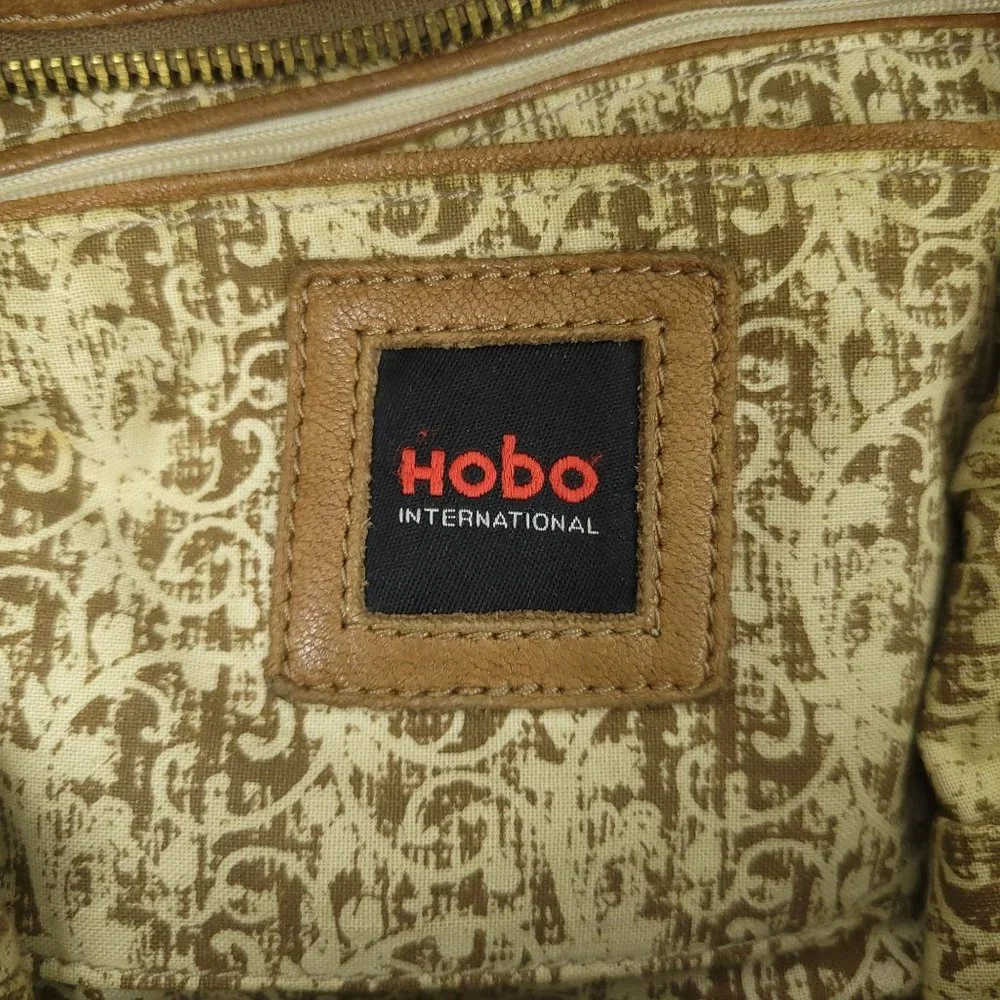 Hobo International Handbag Shoulder Bag Purse Brown Leather Zipper Top Boho Tote
